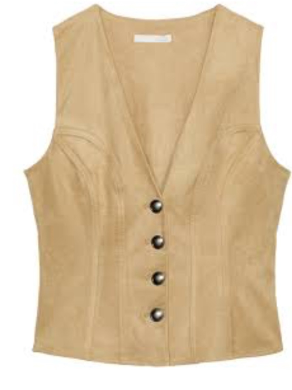 Classic Tan Button-Front Suede Vest